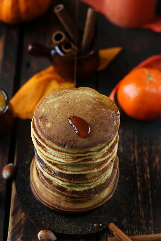 Pancakes healthy lait de noisette, courge et sirop d'érable