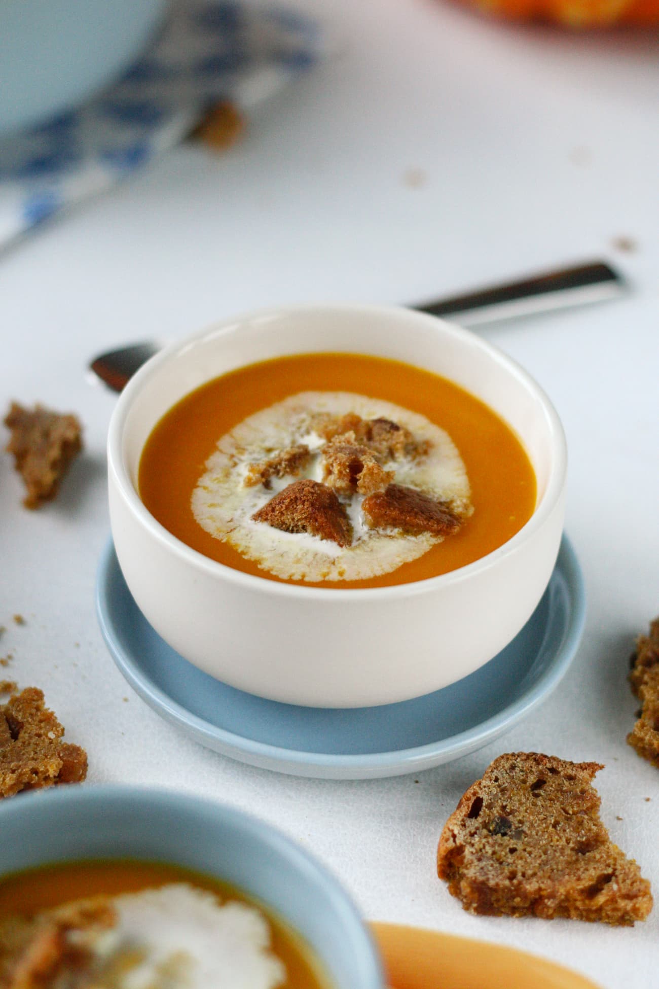 Soupe veloutée courge musquée pain d'épices