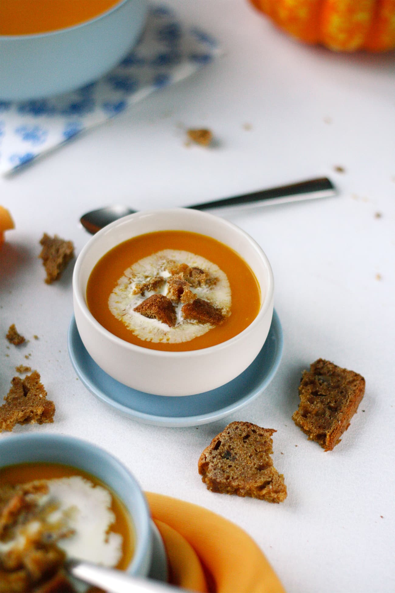 Soupe veloutée courge musquée pain d'épices