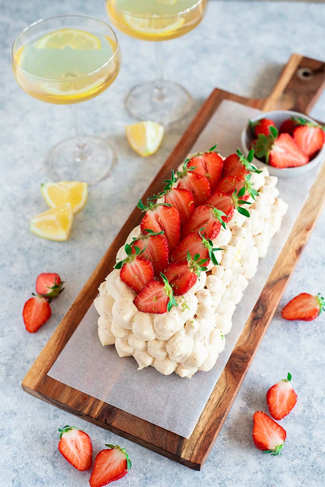 Gâteau vanillé aux fraises
