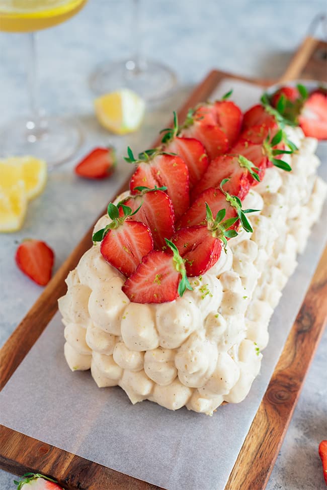 Gâteau vanillé aux fraises