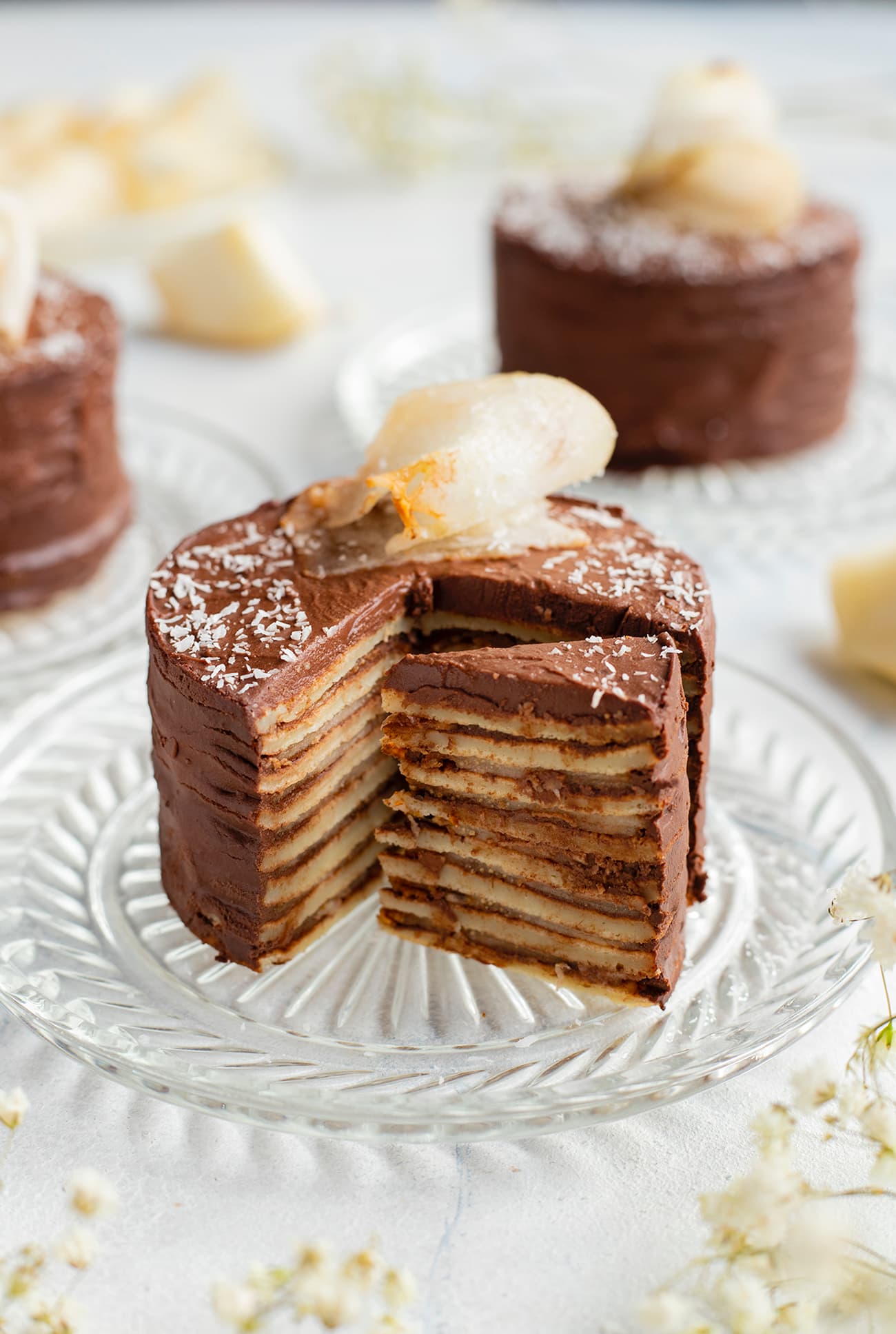 Gâteaux de crêpes poire chocolat