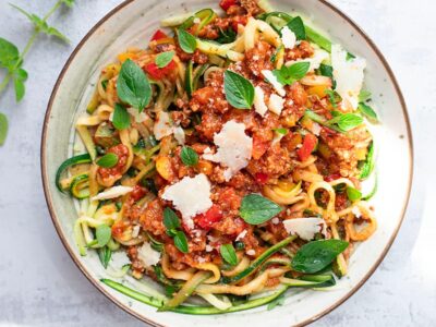 Spaghetti de courgette à la bolognaise