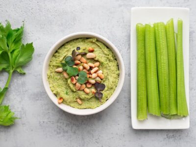 Crème de petits pois au pesto express