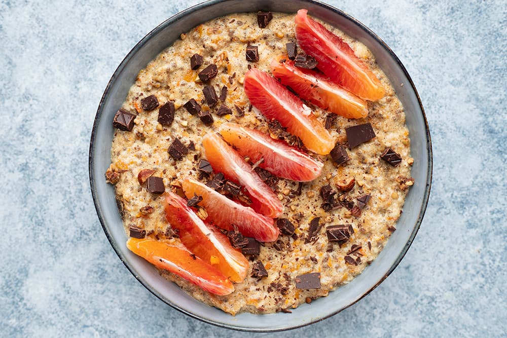 Porridge protéiné au potimarron et chocolat